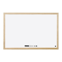 Бяла дъска с дървена рамка Bi-Office 60х90 cm