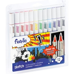 Флумастери и тънкописец sketch Fiorello 12 цвята